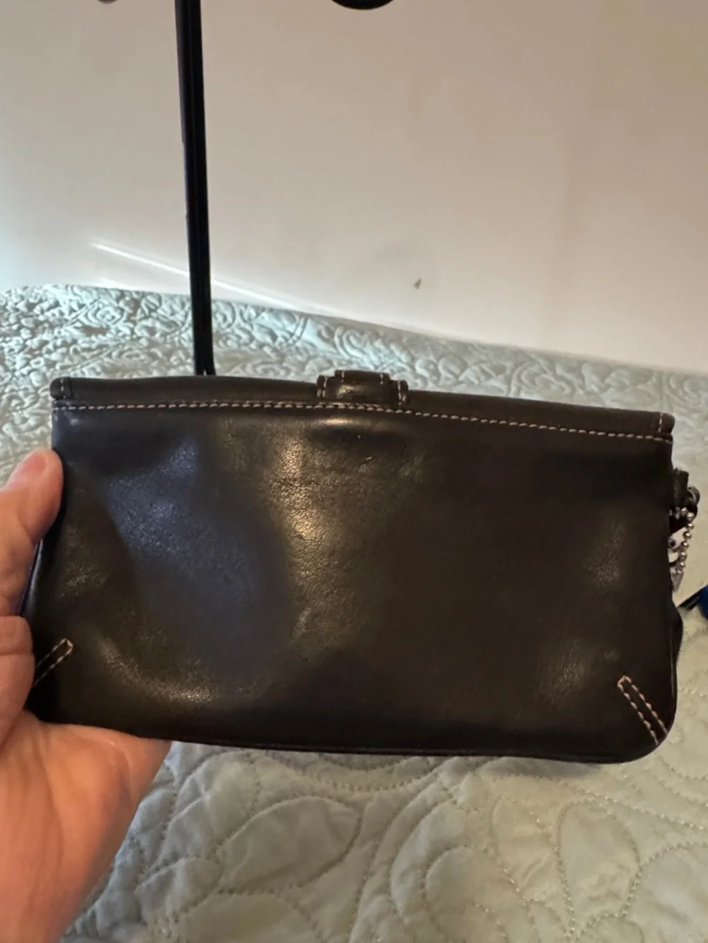 Coach Vintage SoHo Black Leather Buckle Wristlet Clutch Silver Buckle W Tag - Picture 6 of 6